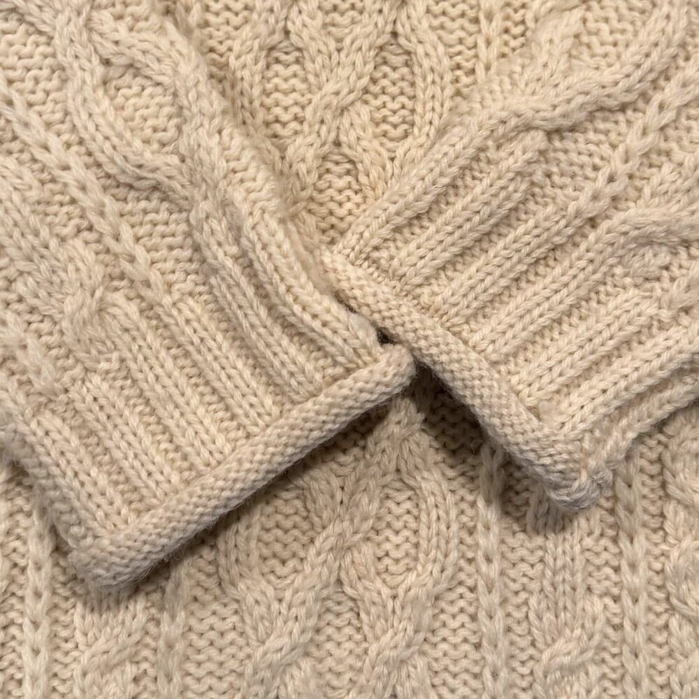 Inis Crafts Vintage Aran Cable Knit Chunky Fisherman Roll Neck Wool Sweater S - Picture 7 of 9